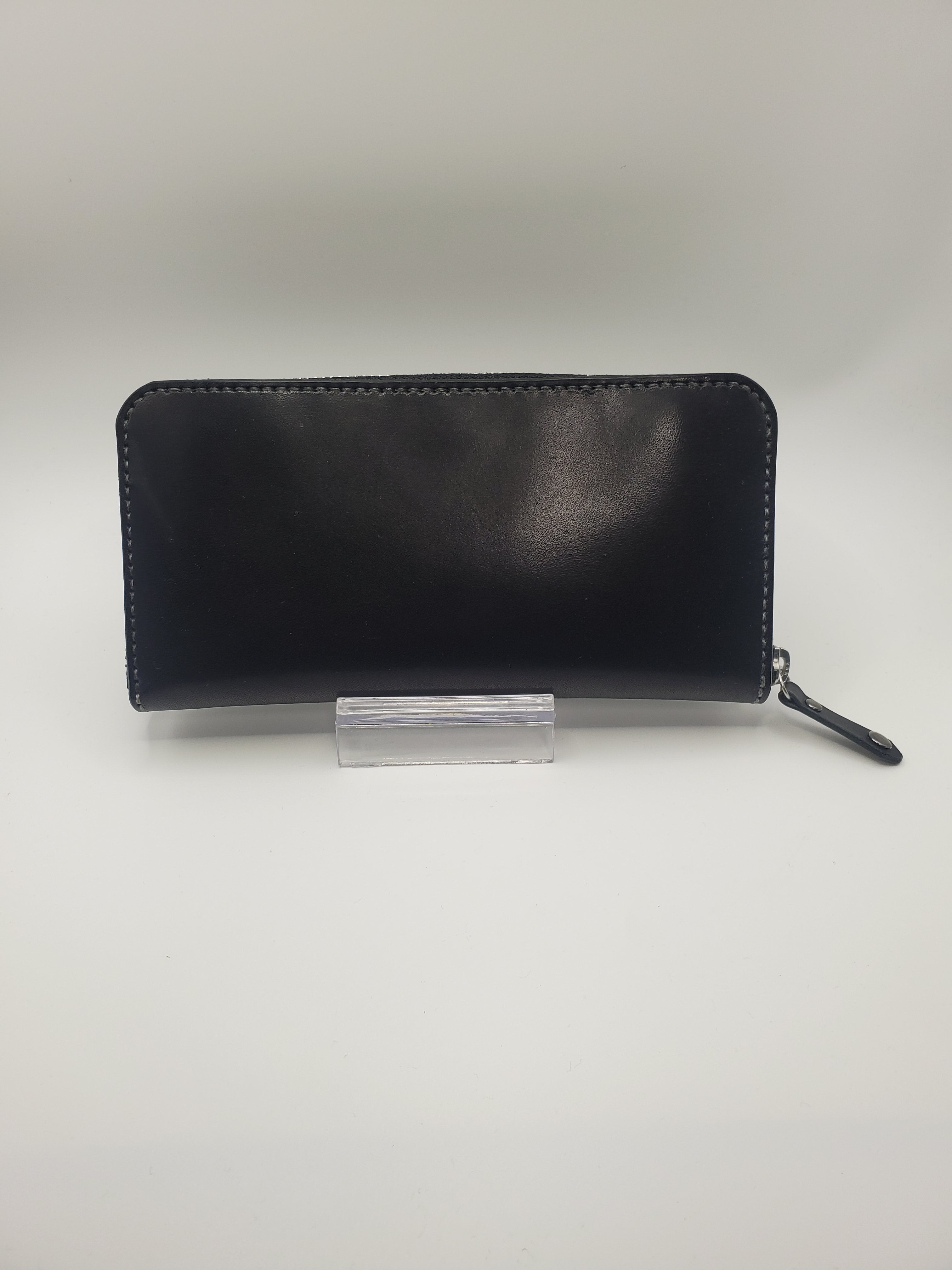 Round zipper long wallet, black (R-0002)