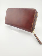 ラウンドファスナー長財布 ワインレッド/ブラウン（R-0005）