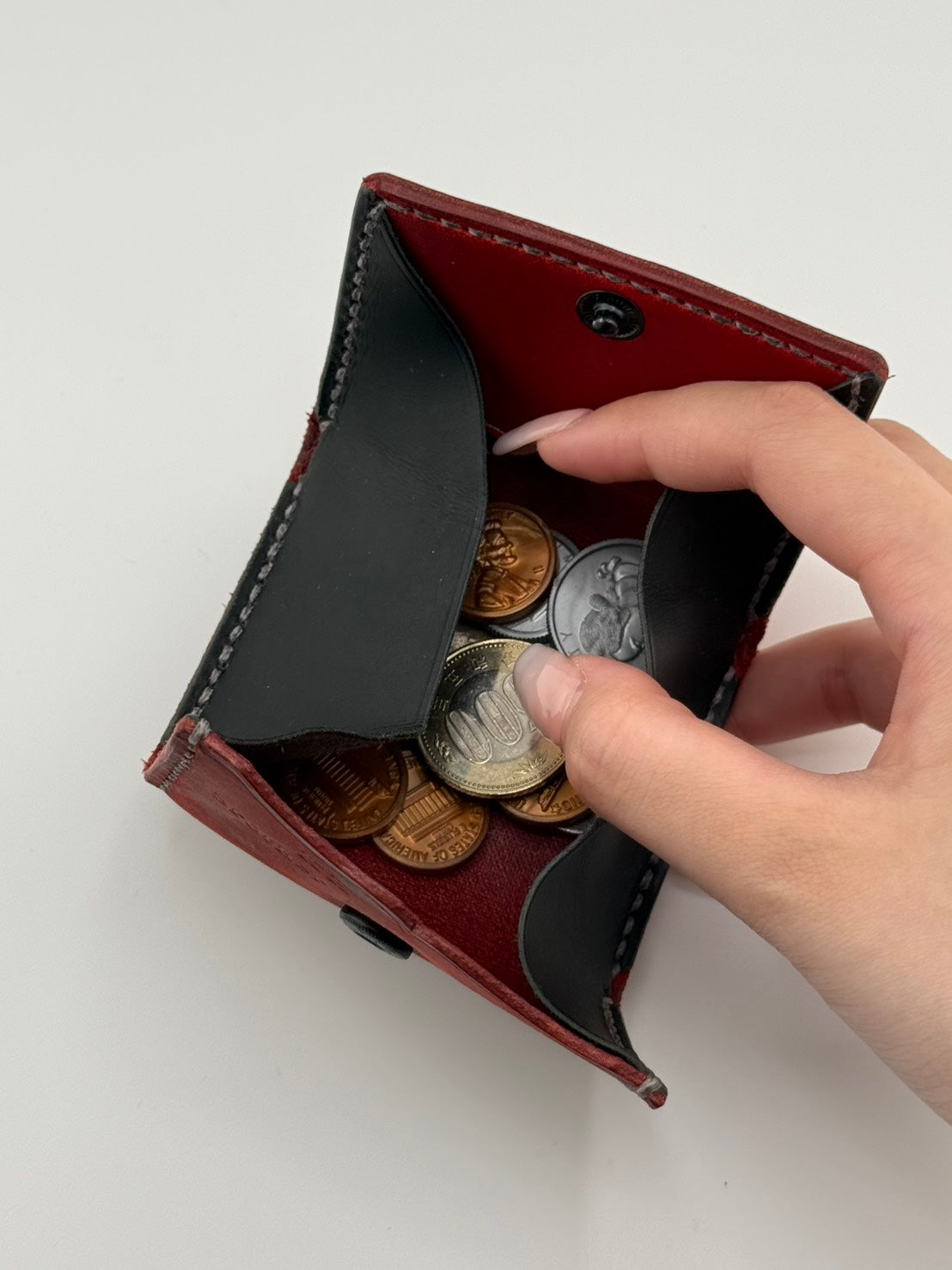 コインケース レッド×ブラック（C-0002）